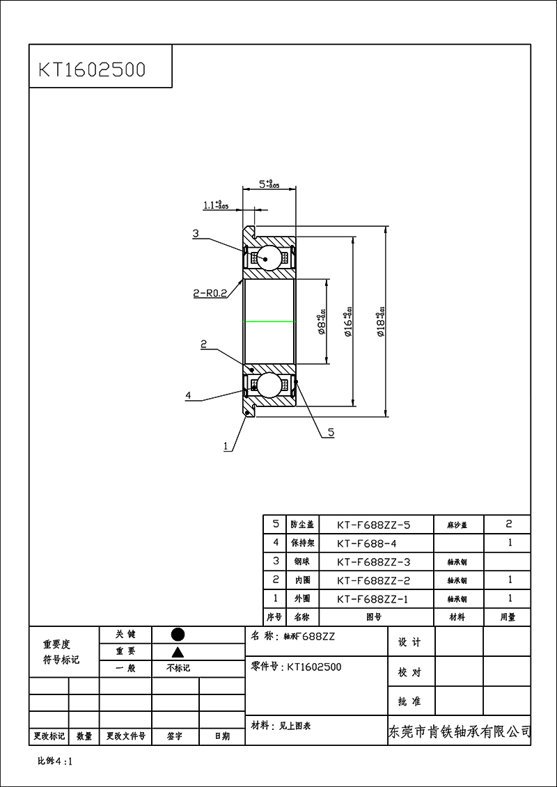 KT1602500-軸承F688ZZ