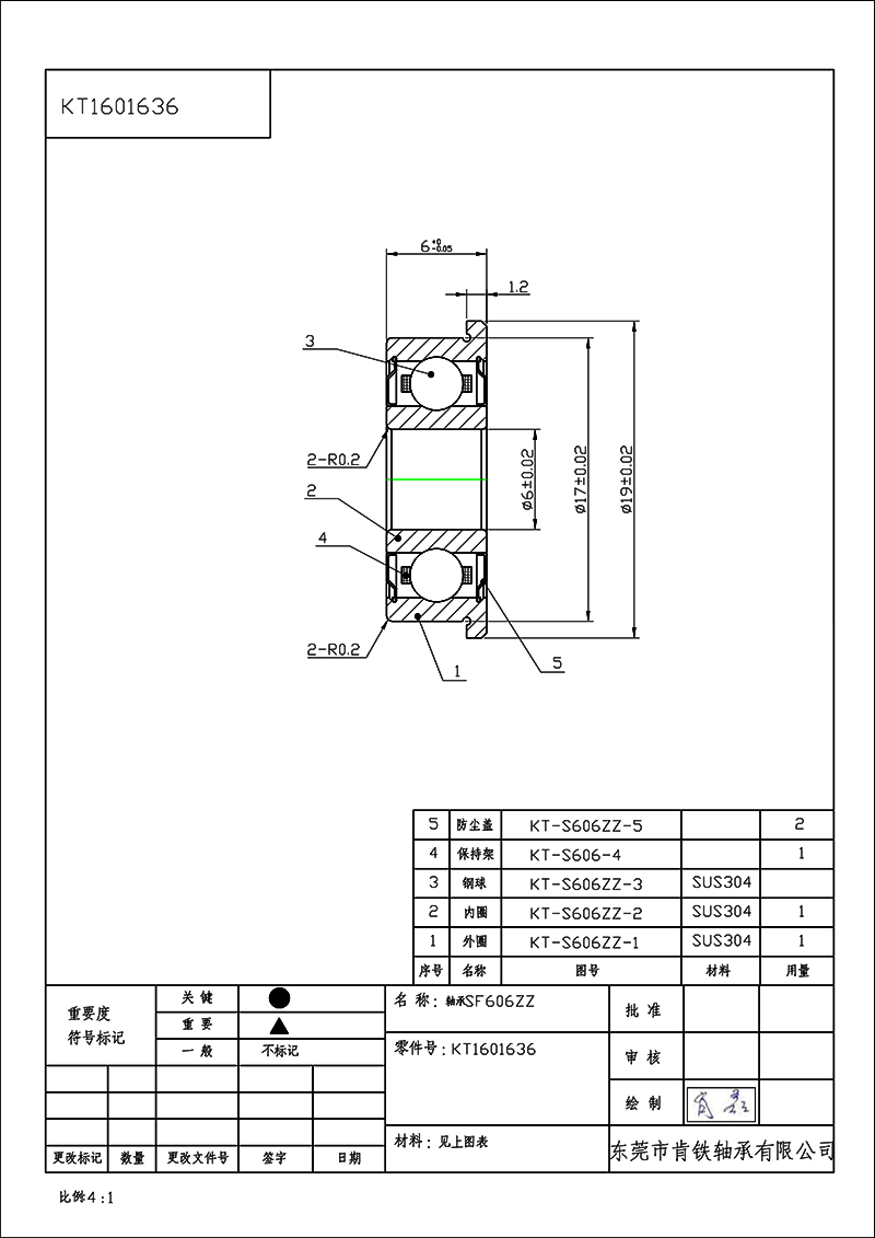 KT1601636-軸承SF606ZZ